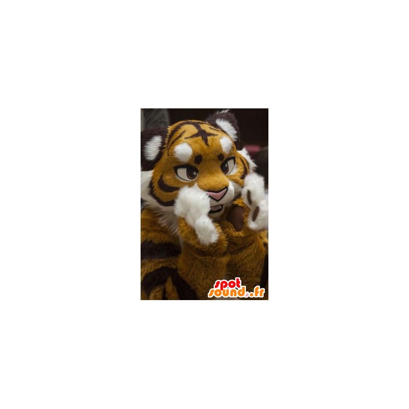 Yellow Tiger-Maskottchen, schwarz und weiß - MASFR20545 - Tiger Maskottchen Yellow Tiger-Maskottchen, schwarz und weiß - MASFR20545 - Tiger Maskottchen