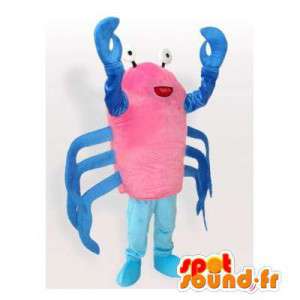 Lyserød og blå krabbemaskot. Krabbe kostume - Spotsound maskot