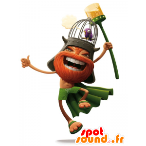 Mascot Viking skjeggete, kledd i oransje og grønt - MASFR20560 - Maskoter Soldiers