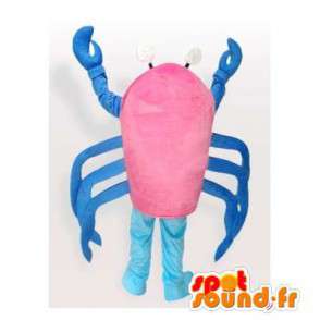 Lyserød og blå krabbemaskot. Krabbe kostume - Spotsound maskot