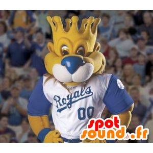 Cabeça mascote do leão com a coroa em forma - MASFR20569 - Mascotes leão