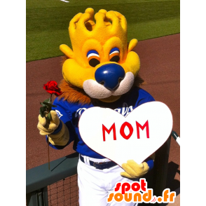 Lion maskot hode med kroneformet - MASFR20569 - Lion Maskoter