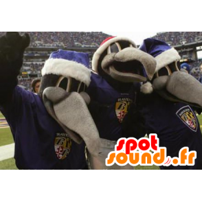 3 mascottes de corbeaux gris et noir - MASFR20578 - Mascotte d'oiseaux