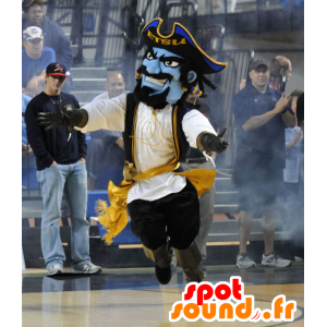 Blå piratmaskot, i traditionel kjole - Spotsound maskot kostume