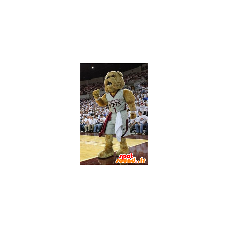 Brown bulldog mascot in sportswear - MASFR20582 - Sports mascot Brown bulldog mascot in sportswear - MASFR20582 - Sports mascot