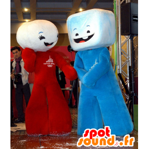 2 marshmallow maskotter, klump sukker - Spotsound maskot kostume