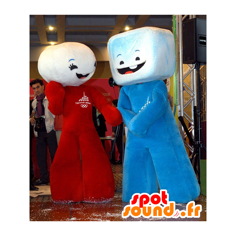 2 marshmallow maskotter, klump sukker - Spotsound maskot kostume