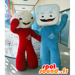 2 marshmallow maskotter, klump sukker - Spotsound maskot kostume