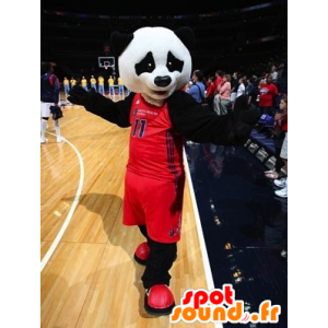 Mascot panda blanco y negro en ropa deportiva - MASFR20601 - Mascota de los pandas