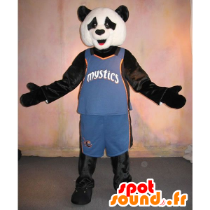 Mascotte de panda noir et blanc, en tenue de sport - MASFR20601 - Mascotte de pandas