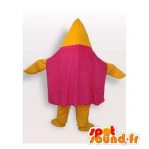 Žlutá hvězda maskot s růžovou pláštěnku - MASFR006419 - Neutajované Maskoti