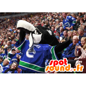 Maskot černé a bílé orca, hokejová výstroj - MASFR20605 - sportovní maskot