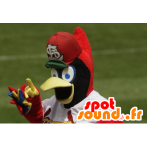 Blå, gul og rød fuglemaskot - Spotsound maskot kostume