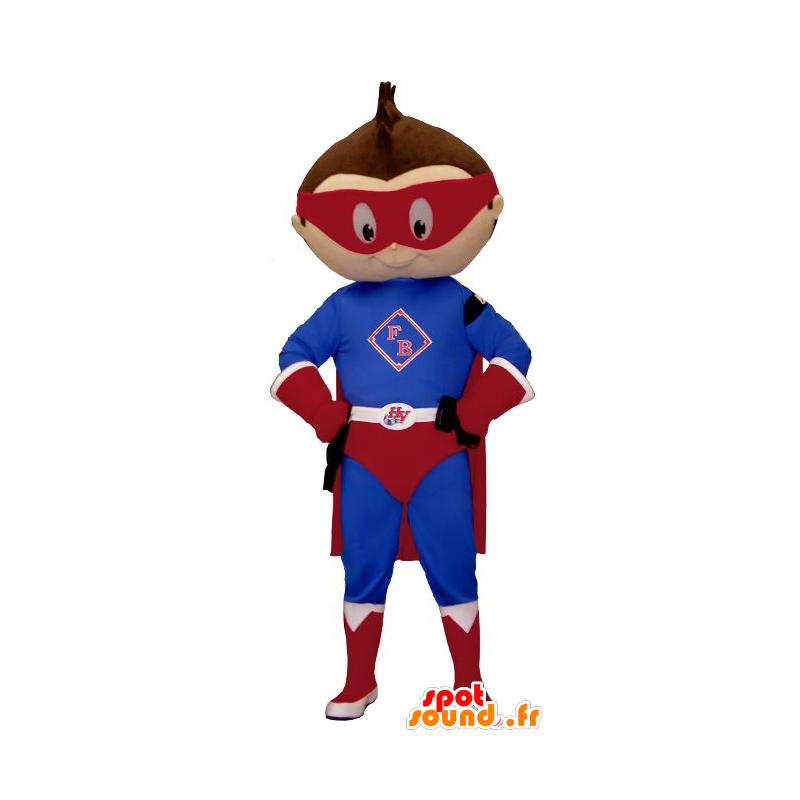 Liten pojkemaskot klädd i superhjältdräkt - Spotsound maskot