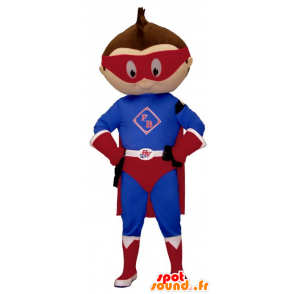 Lille dreng maskot klædt i superheltøj - Spotsound maskot