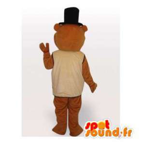Brun maskot maskot med top hat - Spotsound maskot kostume