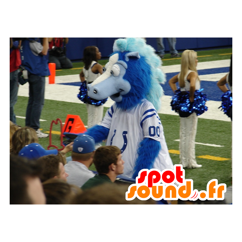 Blå och vit hästmaskot - Spotsound maskot Blå och vit hästmaskot - Spotsound maskot