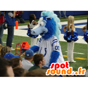 Blue and white horse mascot - MASFR20621 - Mascots horse