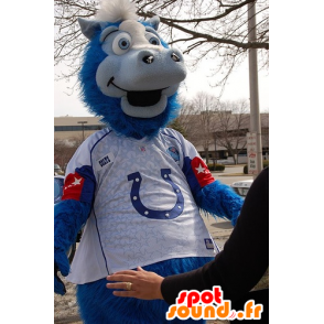 Blaue und weiße Pferd Maskottchen - MASFR20621 - Maskottchen-Pferd