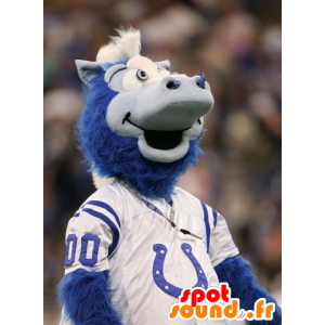 Blå og hvid hestemaskot - Spotsound maskot kostume