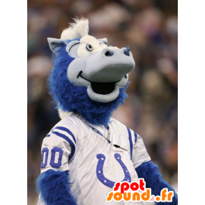 Blå og hvid hestemaskot - Spotsound maskot kostume