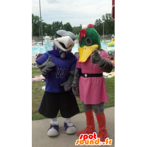 2 mascots, ankka ja Vautour - MASFR20630 - maskotti ankkoja
