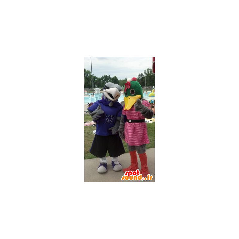 2 maskotter, and og grib - Spotsound maskot kostume 2 maskotter, and og grib - Spotsound maskot kostume