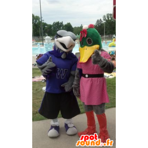 2 mascots, ankka ja Vautour - MASFR20630 - maskotti ankkoja