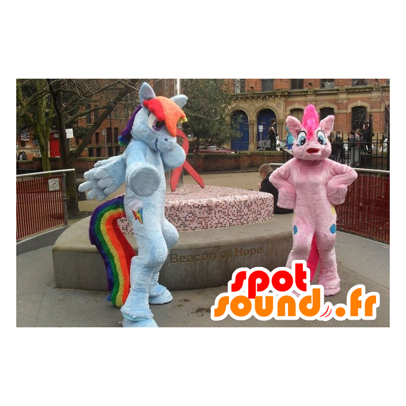 2 mascots pony, colorful unicorns - MASFR20633 - Mascots horse 2 mascots pony, colorful unicorns - MASFR20633 - Mascots horse