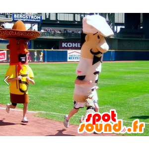 2 mascots, a chef and a Mexican - MASFR20635 - Human mascots