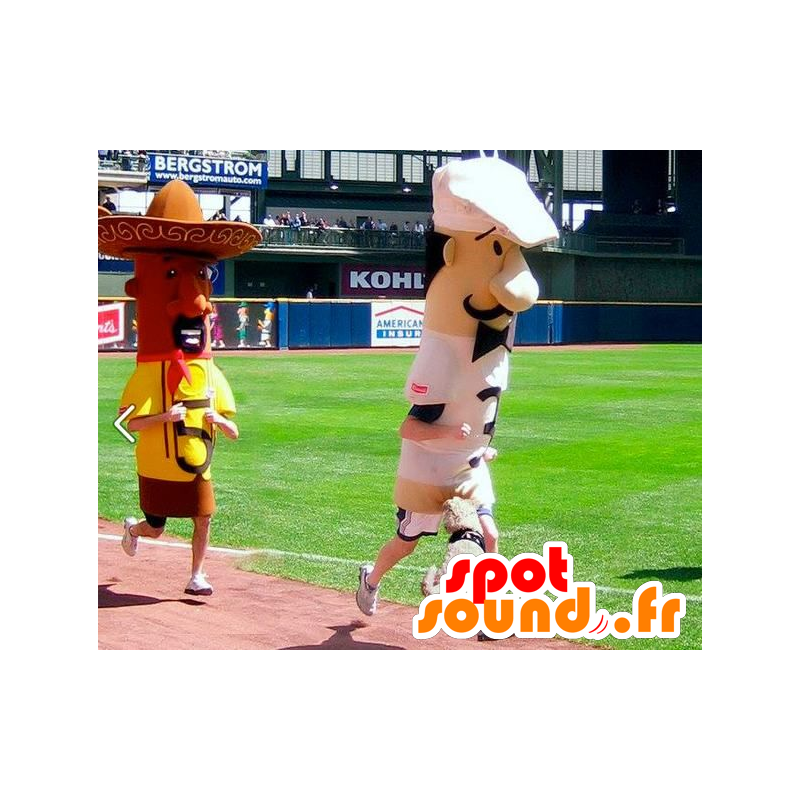2 mascots, a chef and a Mexican - MASFR20635 - Human mascots 2 mascots, a chef and a Mexican - MASFR20635 - Human mascots