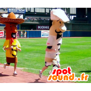 2 mascots, a chef and a Mexican - MASFR20635 - Human mascots