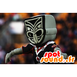 Mascot Maori standbeeld, grijs en zwart - MASFR20637 - Niet-ingedeelde Mascottes