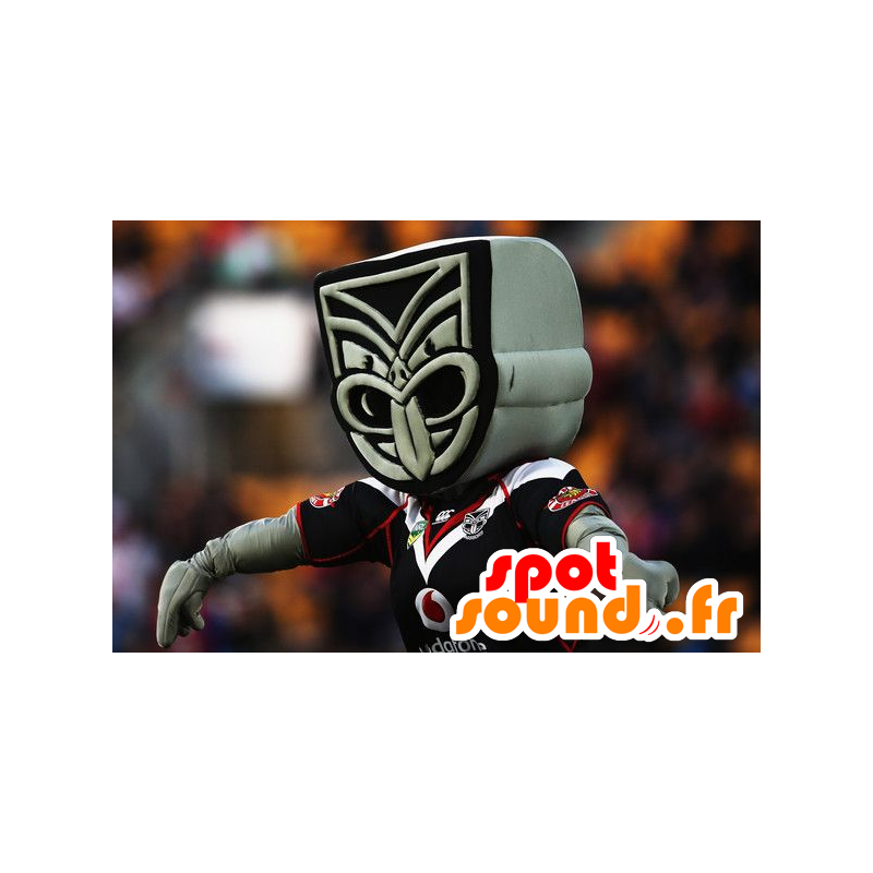 Mascot Maori standbeeld, grijs en zwart - MASFR20637 - Niet-ingedeelde Mascottes