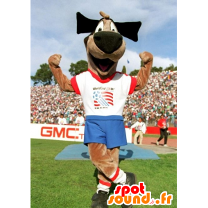 Hundmaskot, brun hund i sportkläder - Spotsound maskot