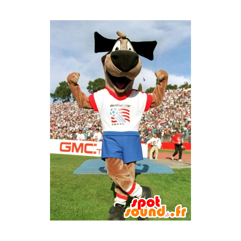 Mascot Hund, braunen Hund in der Sportkleidung - MASFR20639 - Hund-Maskottchen