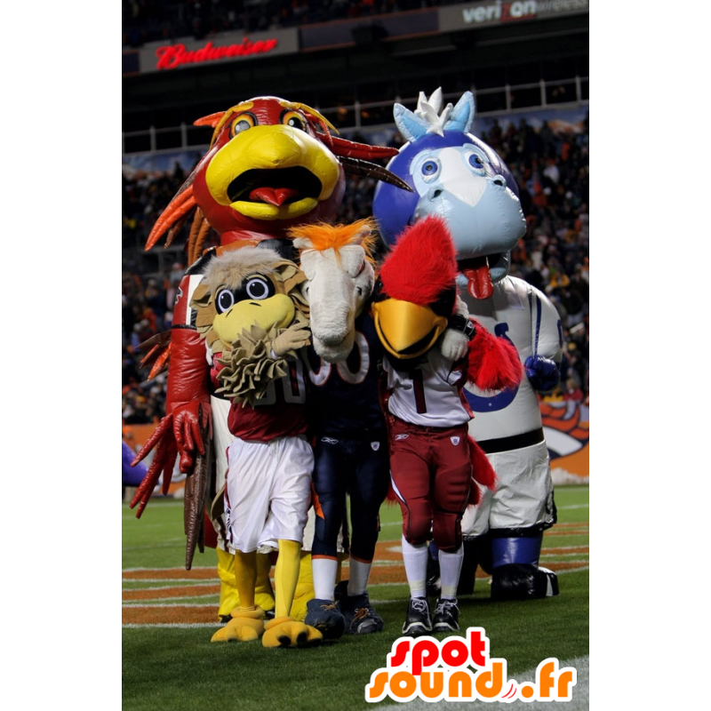 Big blue bird mascot and brown - MASFR20641 - Mascot of birds