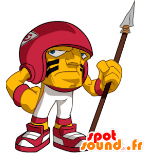 Stor fotballspiller maskot hode, gult og rødt - MASFR20643 - sport maskot