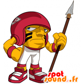 Stor fotballspiller maskot hode, gult og rødt - MASFR20643 - sport maskot