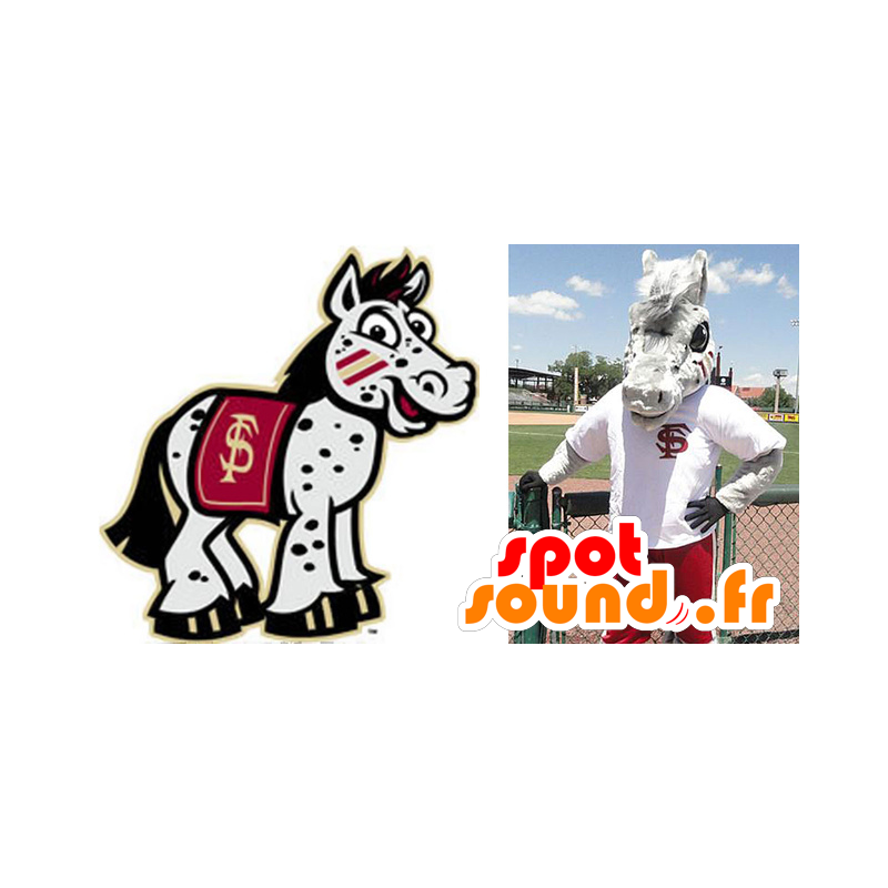 Mascotte ass, riesigen grauen Pferd - MASFR20645 - Maskottchen-Pferd Mascotte ass, riesigen grauen Pferd - MASFR20645 - Maskottchen-Pferd