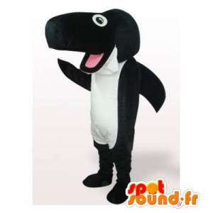Mascot tubarão preto e branco. terno de tubarão - MASFR006422 - mascotes tubarão