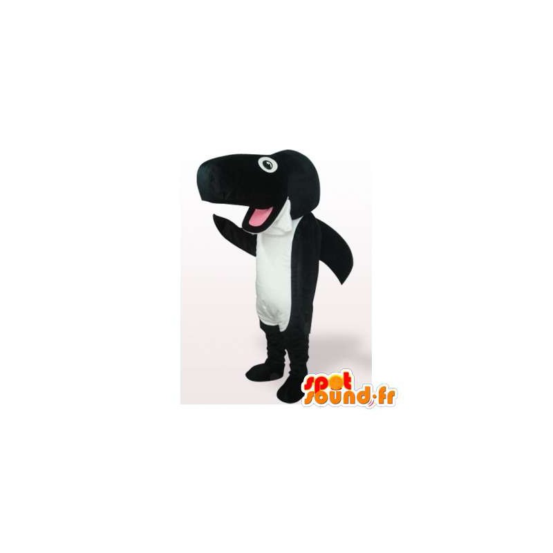 Mascot tubarão preto e branco. terno de tubarão - MASFR006422 - mascotes tubarão