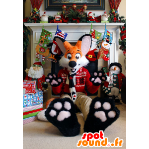Mascot naranja y zorro blanco traje de Navidad - MASFR20651 - Mascotas de Navidad