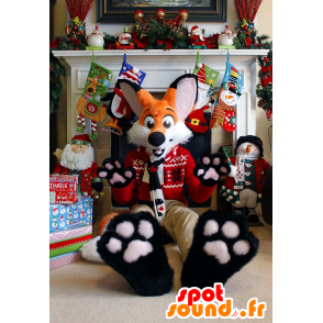 Maskottchen-orange und weiße Fuchs Weihnachts-Outfit - MASFR20651 - Weihnachten-Maskottchen