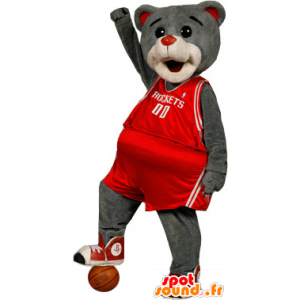 Grizzlies mascote, vestida de esportes vermelho - MASFR20653 - mascote do urso