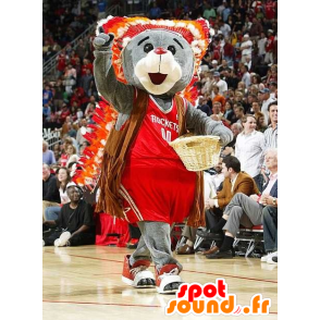 Grizzlies maskotti, pukeutunut punaiseen urheilu - MASFR20653 - Bear Mascot