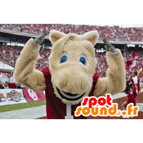 Wit paard mascotte room, alle harige - MASFR20654 - Horse mascottes
