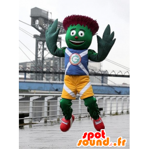 Mascot grønne og røde artisjokker blått og gult antrekk - MASFR20655 - vegetabilsk Mascot