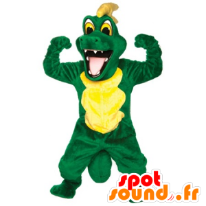 Grøn og gul krokodille maskot - Spotsound maskot kostume