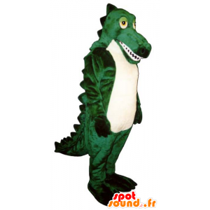 Grøn og hvid krokodille maskot - Spotsound maskot kostume